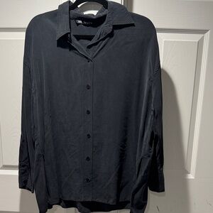 Zara Midnight Black Collared Shirt